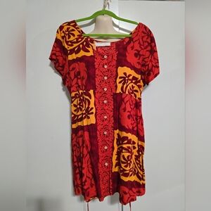 Red and Yellow Floral Dress